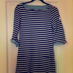 Navy and white striped dress